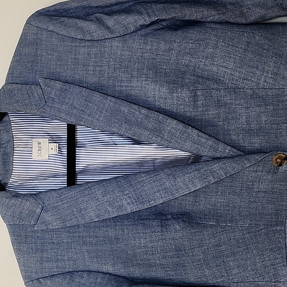 J. Crew 100% Cotton Chambray Holland blazer Light Blue Single-Button Preppy Sz 8 - Picture 15 of 16